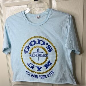 God's Gym Light Blue Graphic Tee